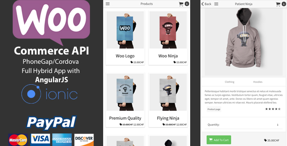 Ionic WooCommerce API v1.5.0 - PhoneGap / Cordova App