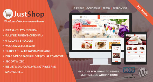 Justshop v7.2 - Cake Bakery Restaurant WordPress Theme