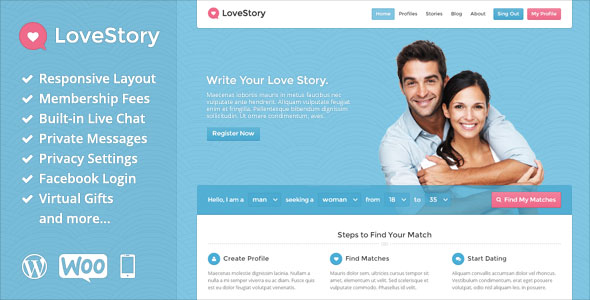 LoveStory v1.18 - Themeforest Dating WordPress Theme