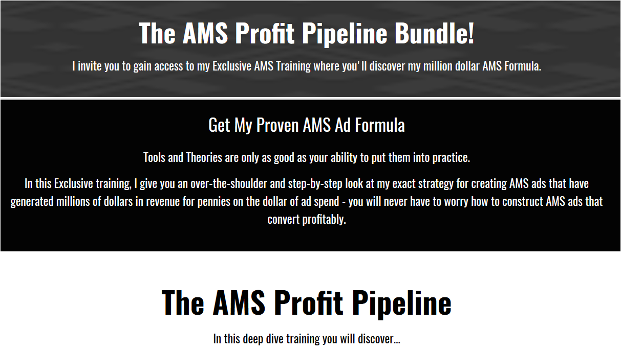 Bryan Bowman – The AMS Profit Pipeline