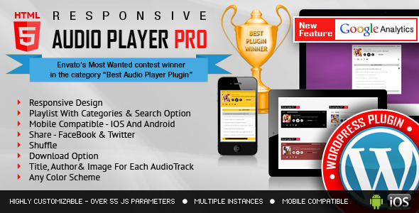 Responsive HTML5 Audio Player PRO v2.4.2 - WordPress Plugin