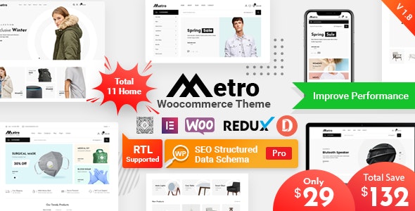 Metro v1.8.4 - Minimal WooCommerce WordPress Theme