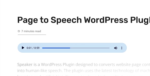 Speaker v3.2.3 - Page to Speech Plugin for WordPress
