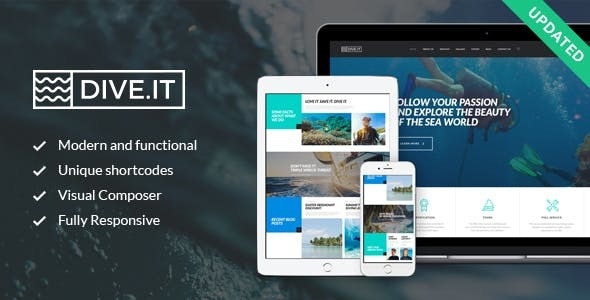 DiveIt v1.3.5 - Scuba Diving School, Sea Adventure & Travel WordPress Theme